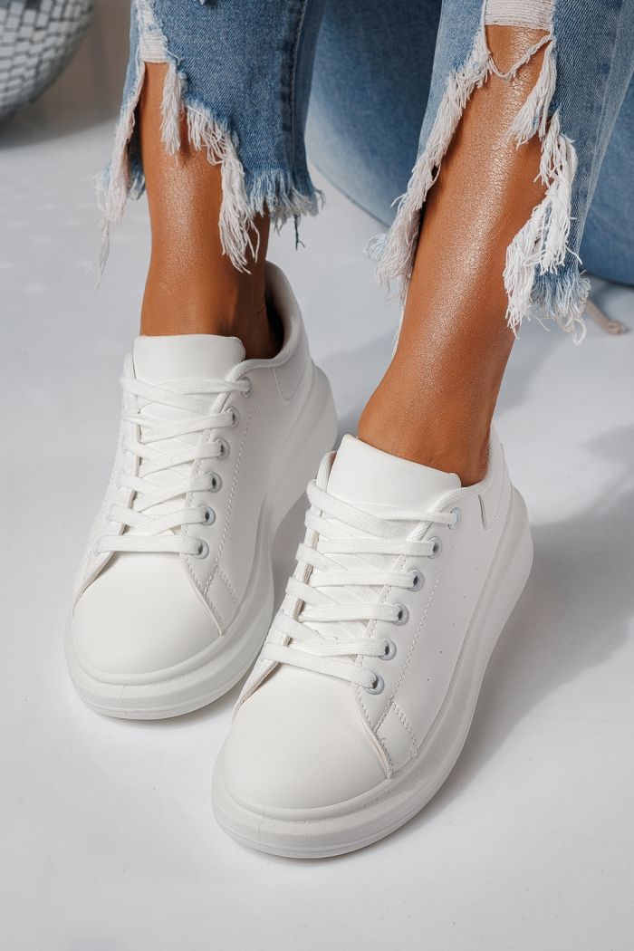 Adidasi dama albi din piele ecologica Sofia #24324