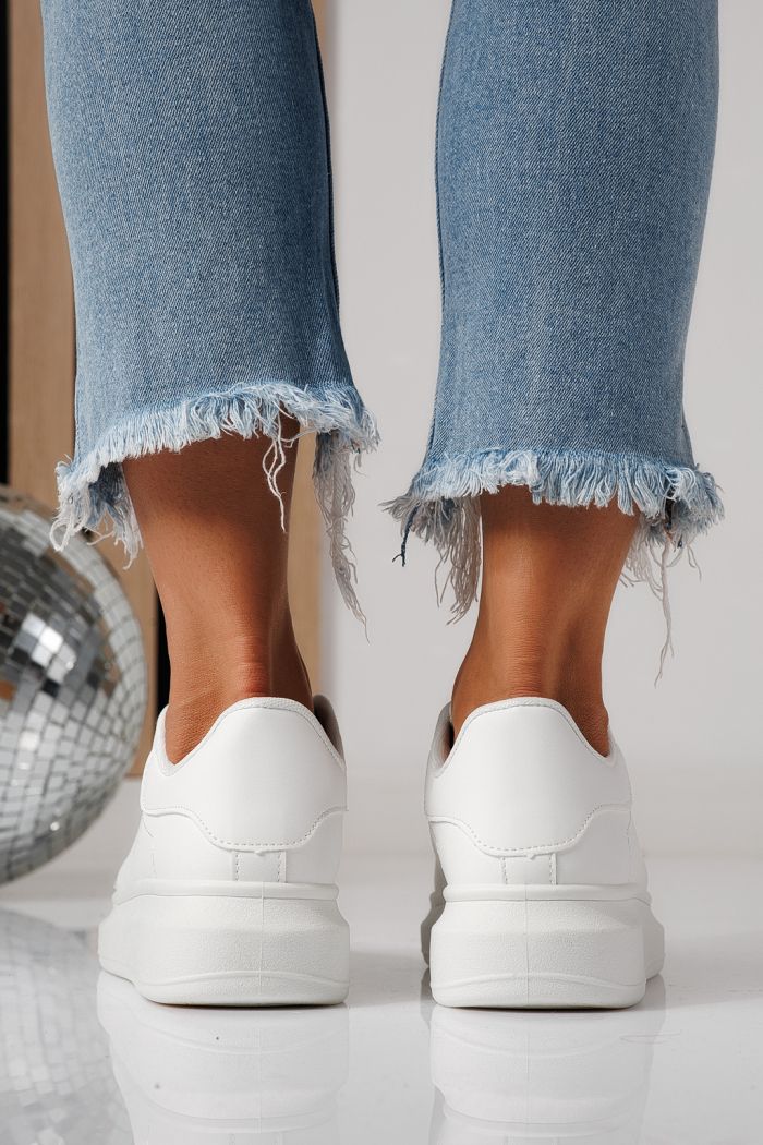 Adidasi dama albi din piele ecologica Sofia #24324