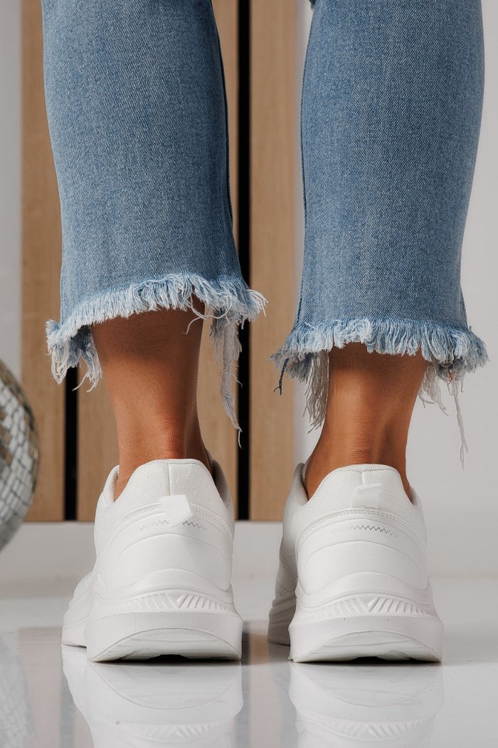 Adidasi dama albi din material textil Anaiss #24387