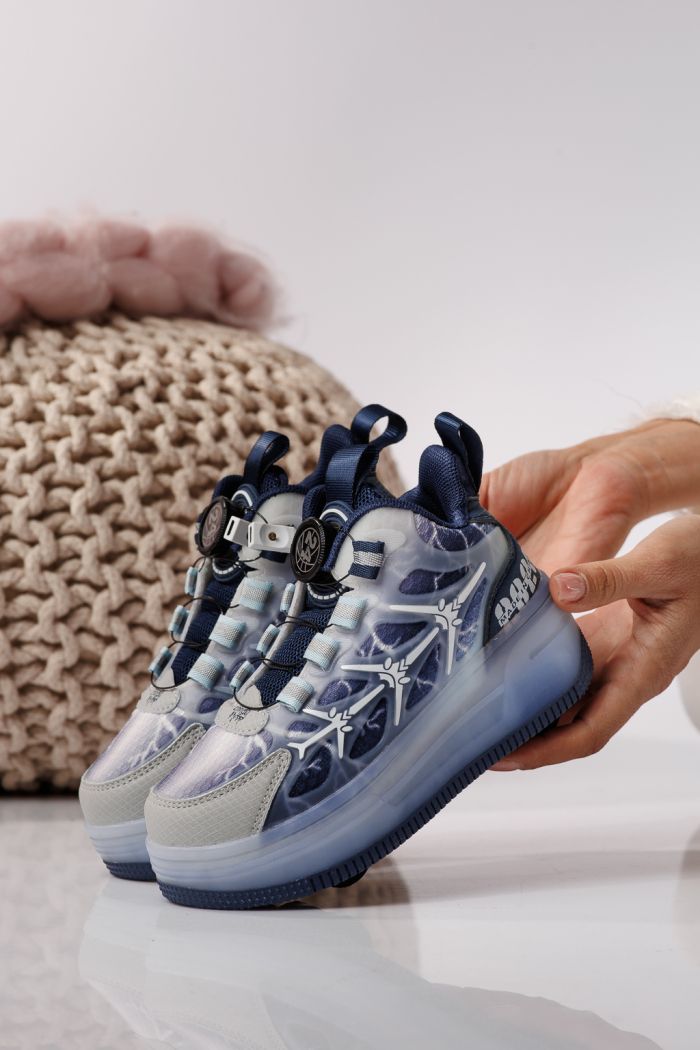 Adidasi cu role albastri din material textil Helys #24394