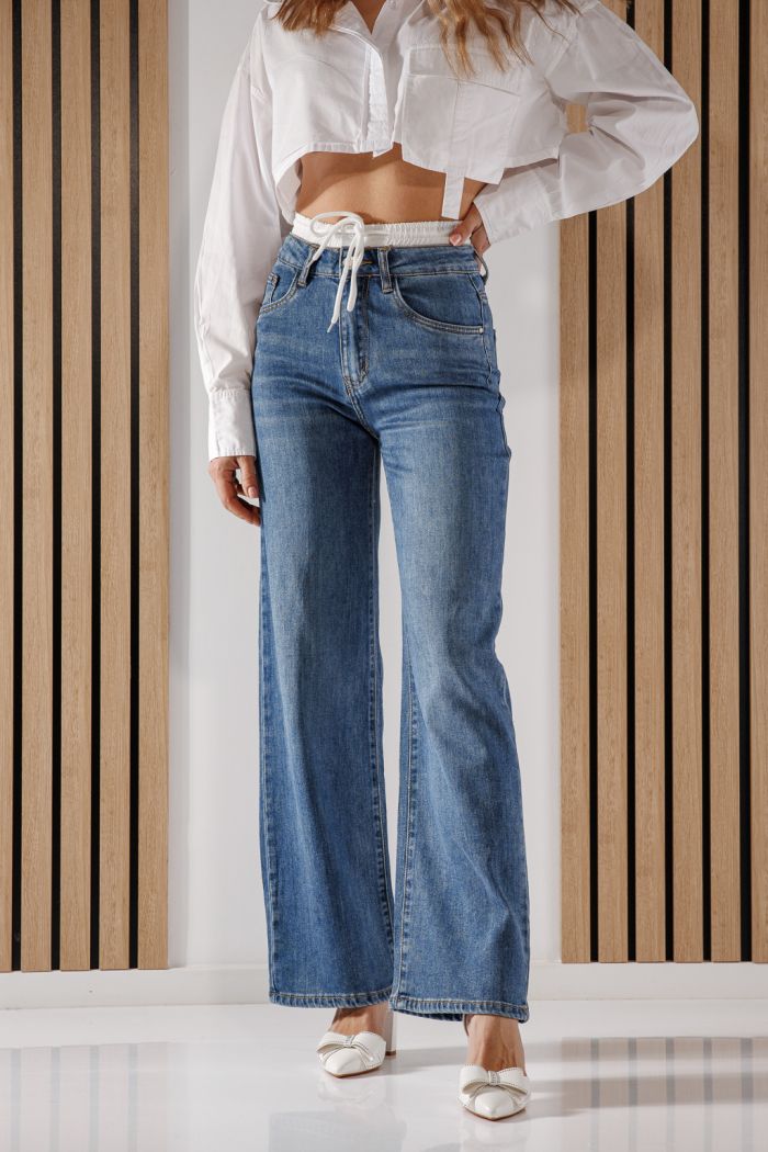 Blugi Wide Leg Dama Ali Albastri #A1362