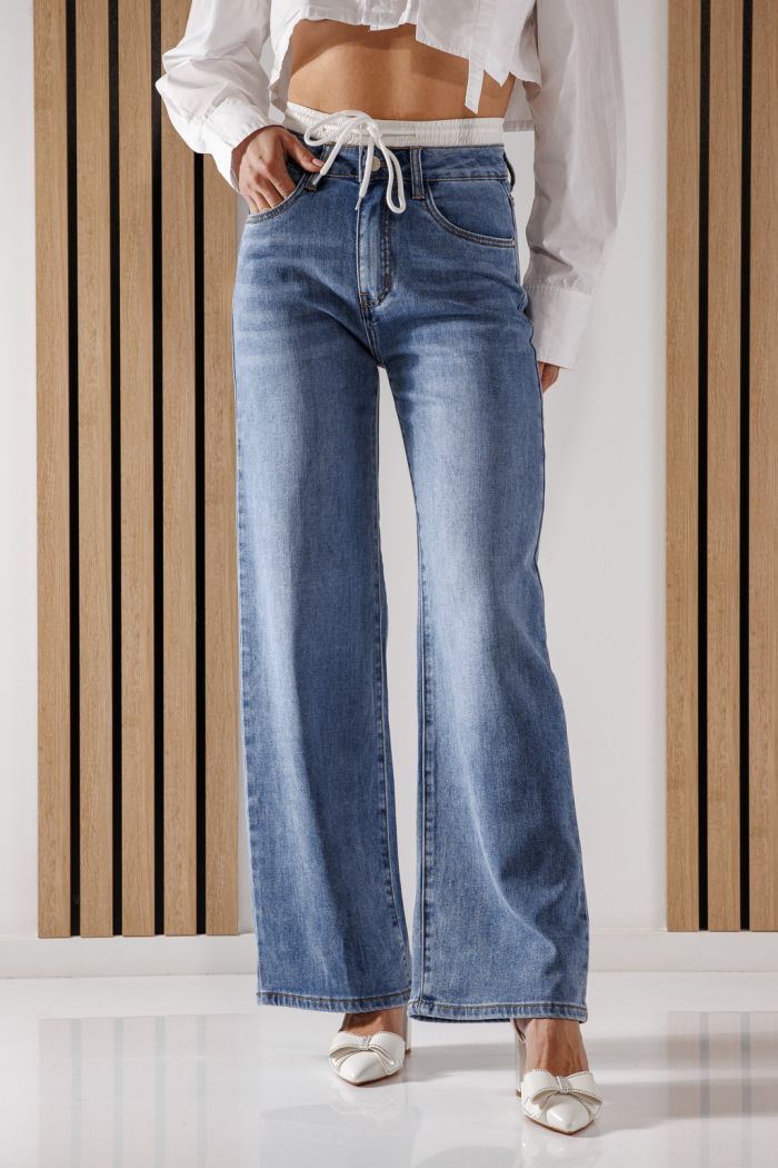 Blugi Wide Leg Dama Ali Albastri #A1361