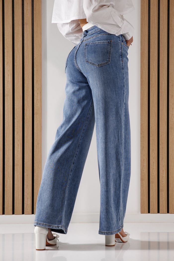 Blugi Wide Leg Dama Ali Albastri #A1361