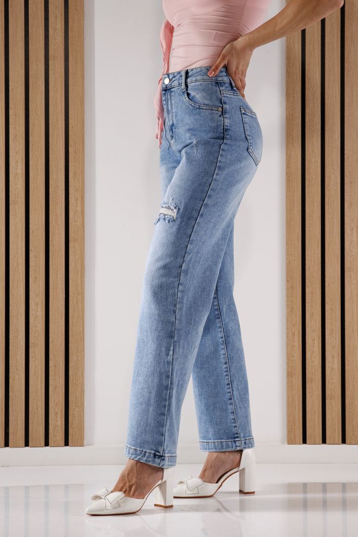 Blugi Wide Leg Dama Becca Albastri #A1370