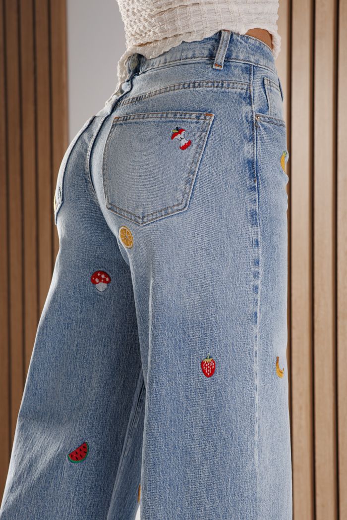 Blugi Wide Leg Dama Briana Albastri #A1369