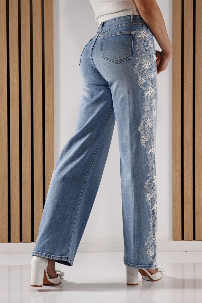 Blugi Wide Leg Dama Kenya Albastri #A1354