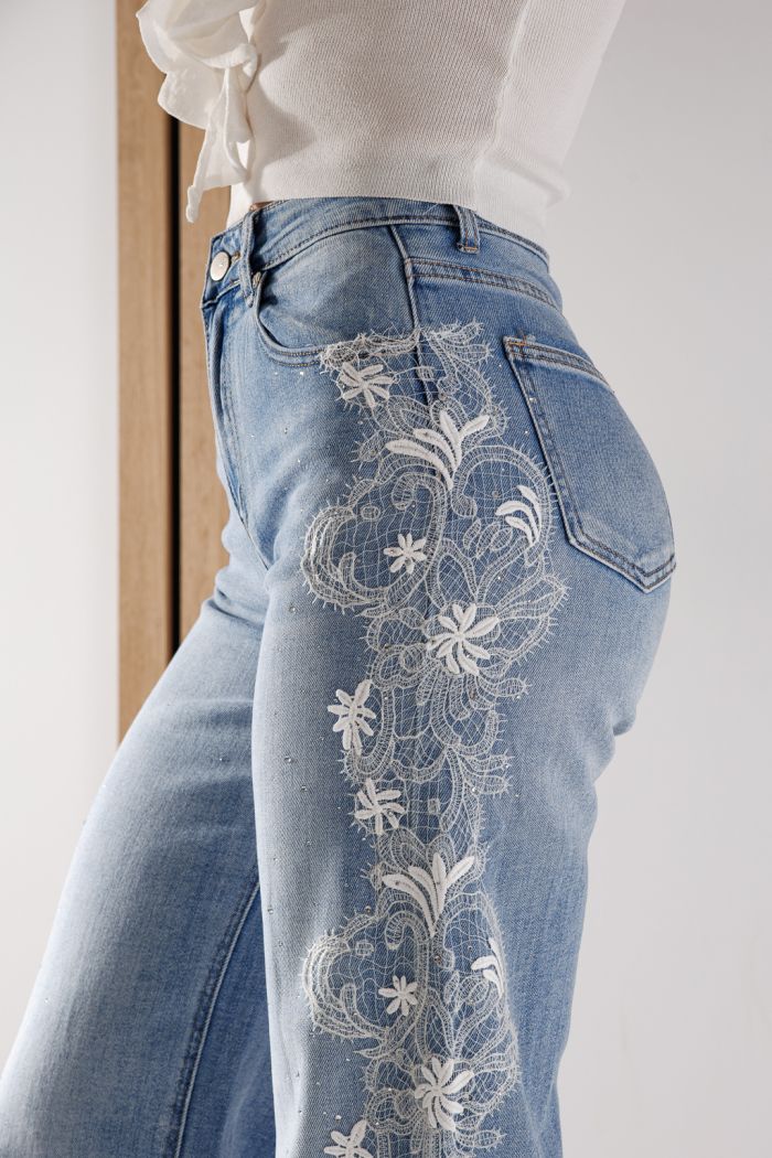 Blugi Wide Leg Dama Kenya Albastri #A1354