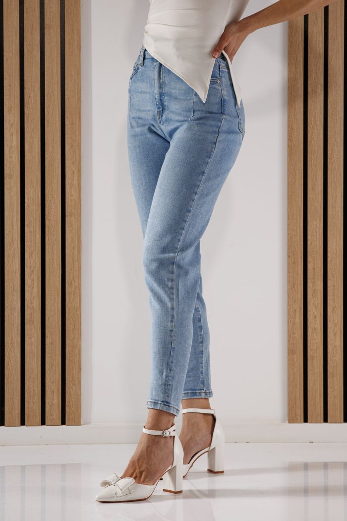 Blugi Baggy Fit Dama Flori Albastri #A1352