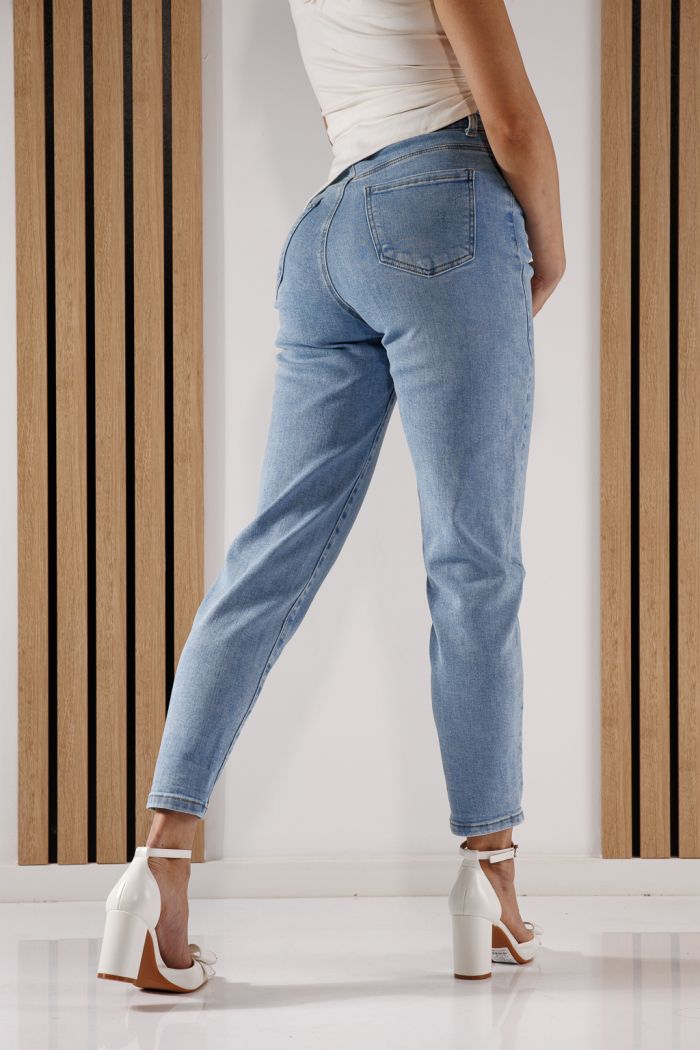 Blugi Baggy Fit Dama Flori Albastri #A1352