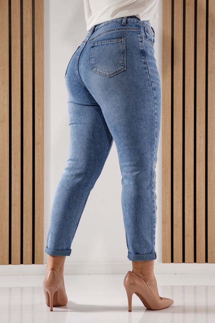 Blugi Mom Fit  Dama Alexia Albastri #A1355