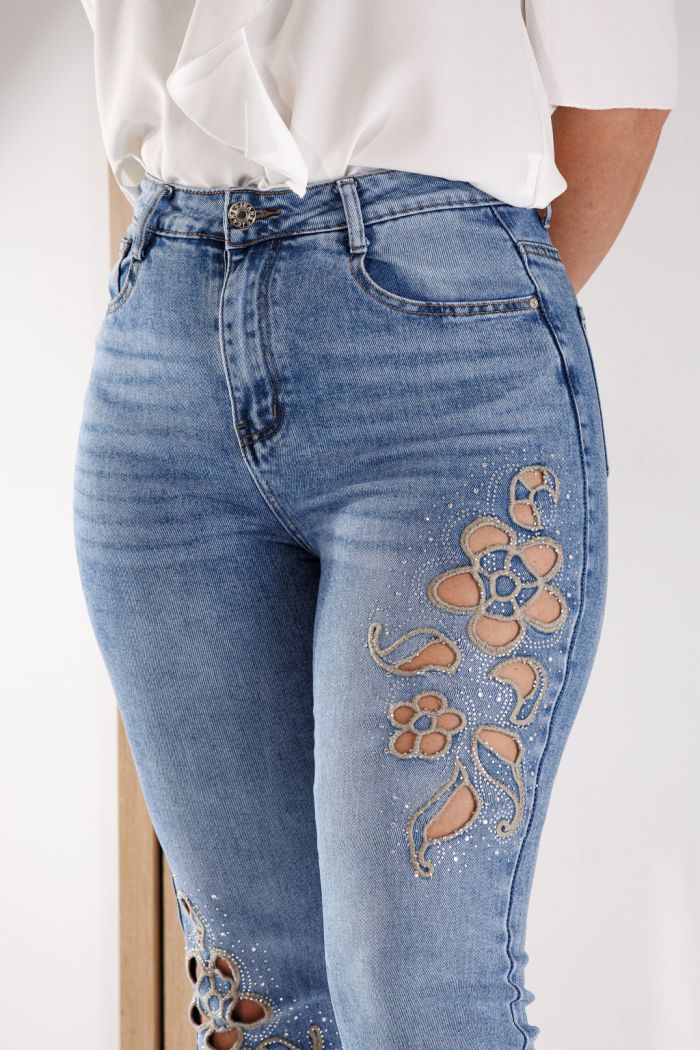 Blugi Mom Fit  Dama Alexia Albastri #A1355