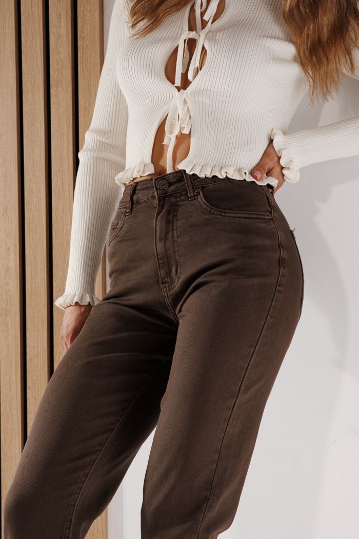 Blugi Baggy Fit Dama Elena Khaki #A1372