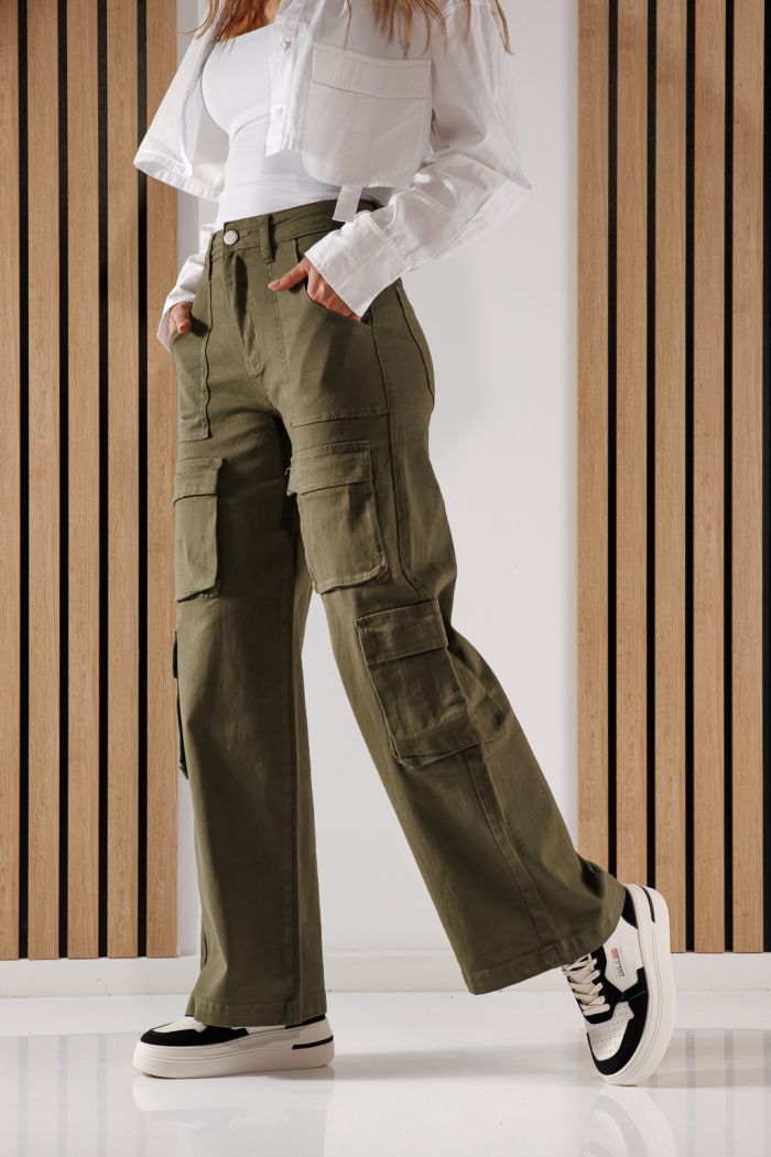 Blugi Tip Cargo Dama Miki Khaki #A642