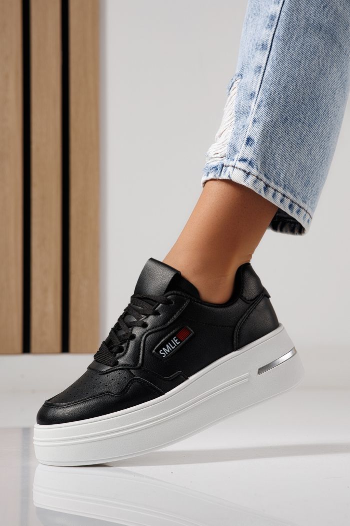 Adidasi dama negri din piele ecologica Sofia #24391