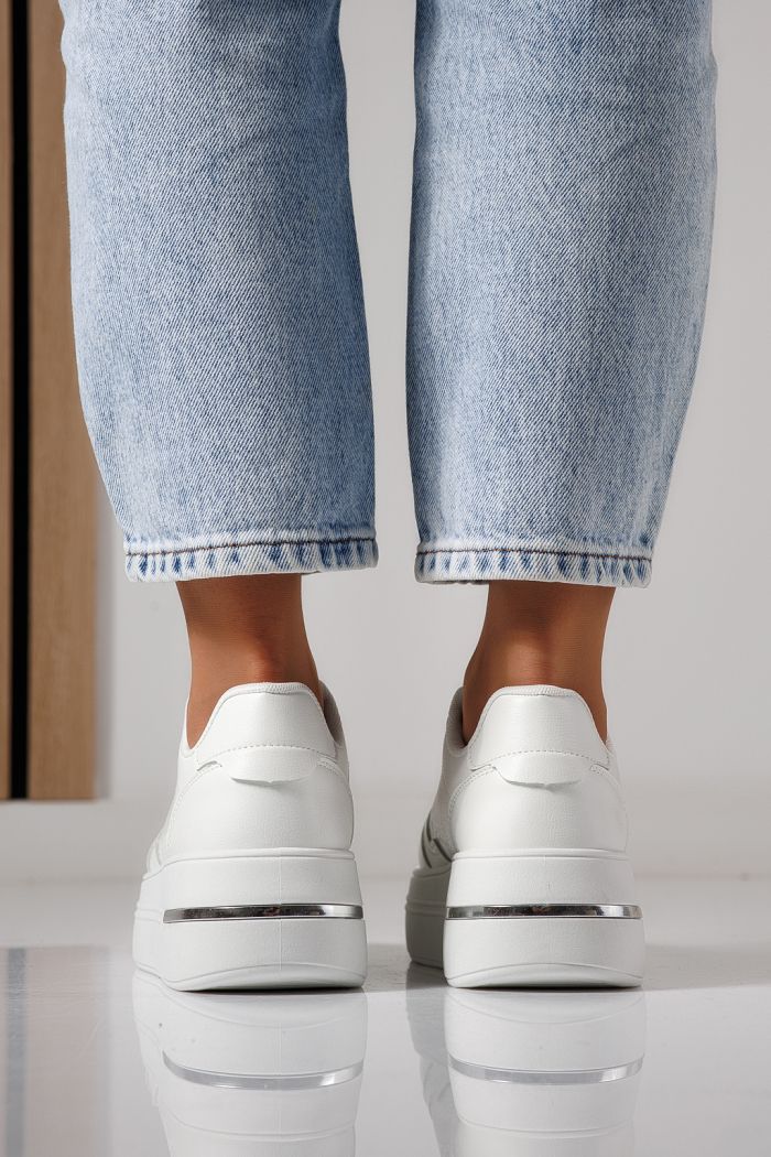 Adidasi dama albi din piele ecologica Sofia #24390