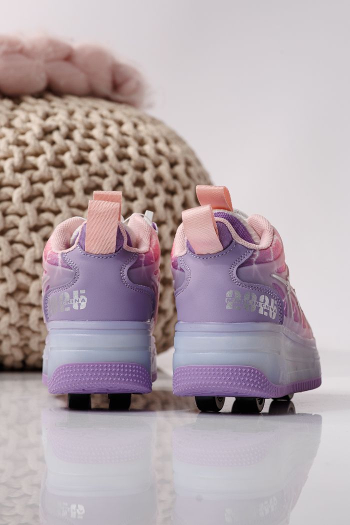 Adidasi cu role mov din material textil Helys #24408