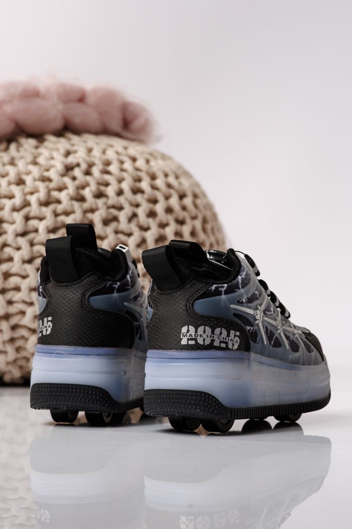 Adidasi cu role negri din material textil  Helys #24409