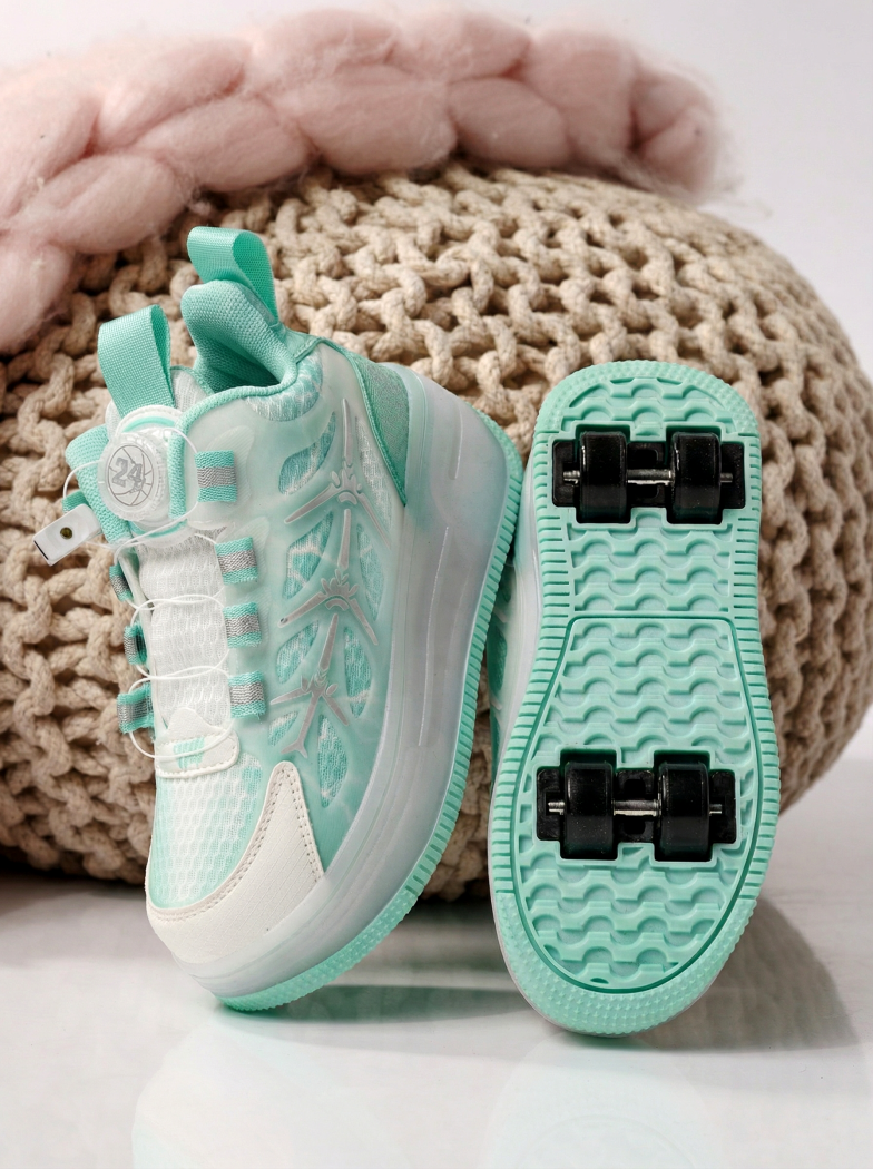 Adidasi cu role verzi din material textil Helys #24393