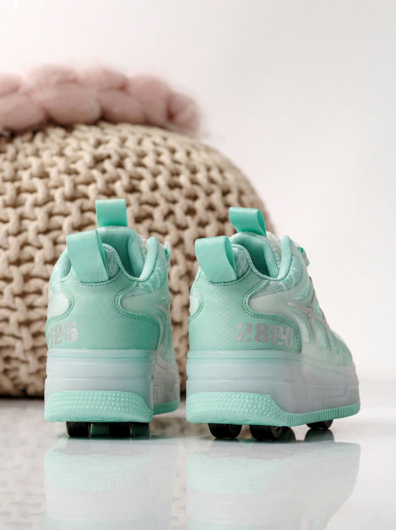 Adidasi cu role verzi din material textil Helys #24393