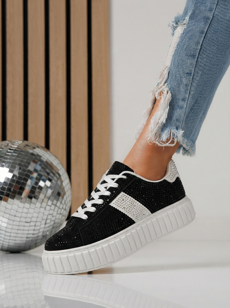 Adidasi dama negri din piele ecologica intoarsa Loris #24401