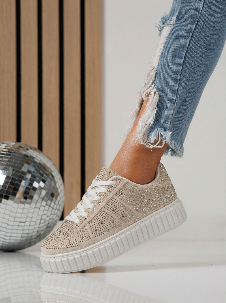 Adidasi dama bej din piele ecologica intoarsa Loris #24402