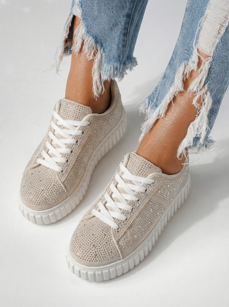 Adidasi dama bej din piele ecologica intoarsa Loris #24402