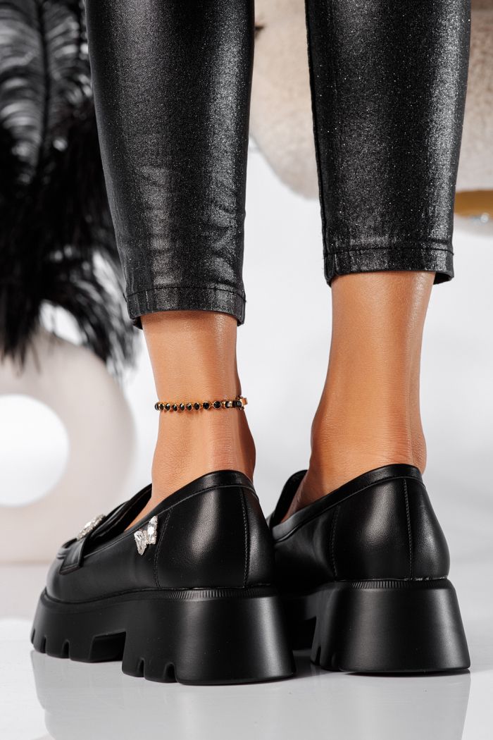 Pantofi casual dama negri din piele ecologica Ivi #24437