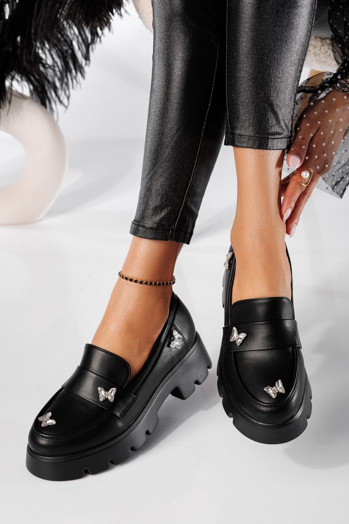 Pantofi casual dama negri din piele ecologica Ivi #24437