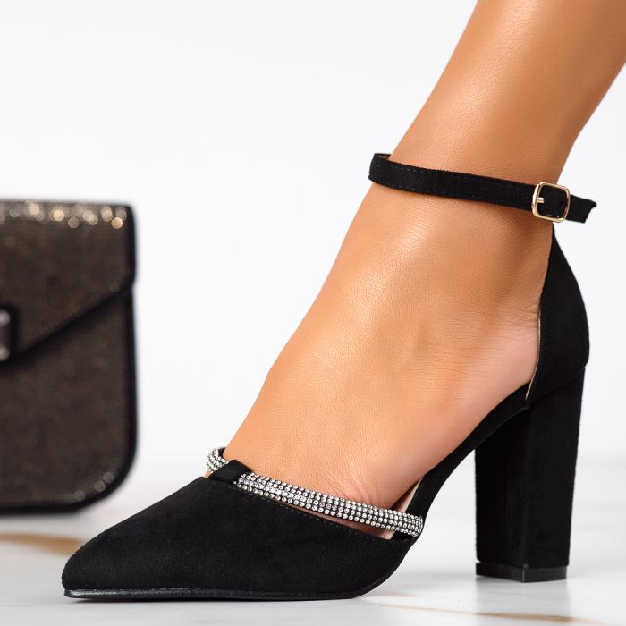 Pantofi cu toc dama albi din piele ecologica intoarsa Karina #24449