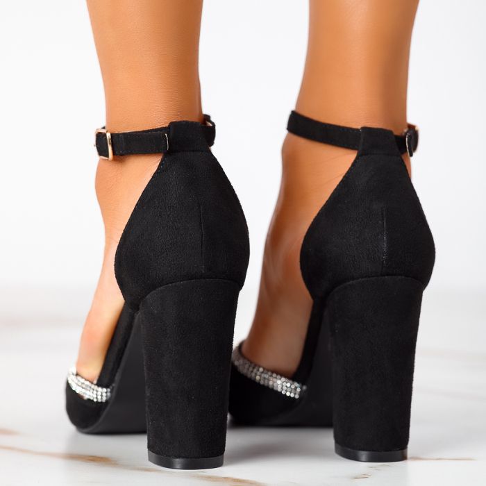 Pantofi cu toc dama albi din piele ecologica intoarsa Karina #24449