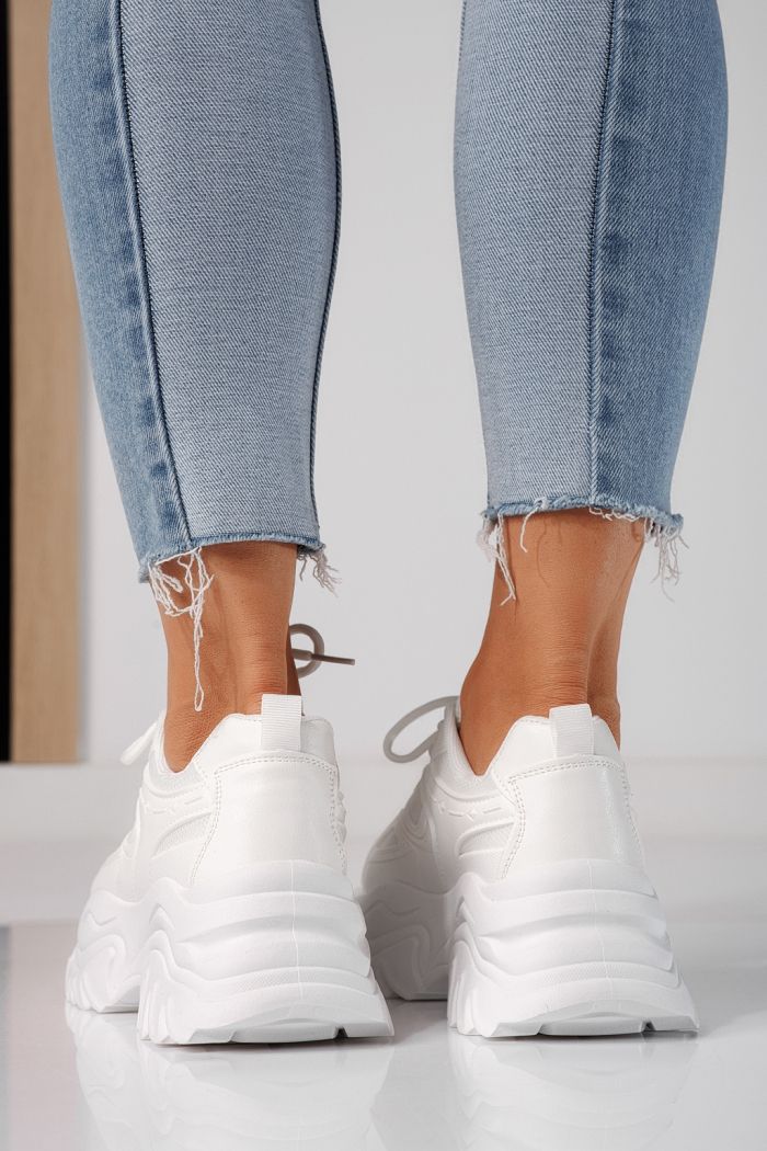 Adidasi dama albi din material textil Edith #24452