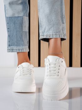 Adidasi dama albi din piele ecologica Mavis #24466