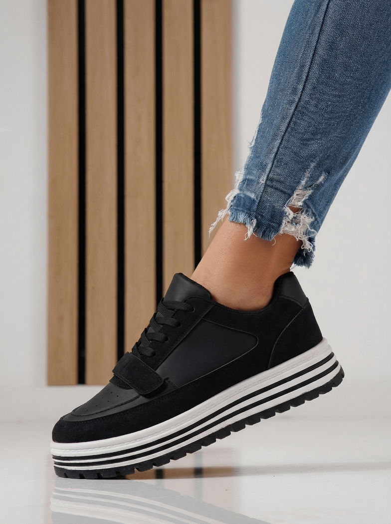 Adidasi dama negri din piele ecologica Tabitha #24457