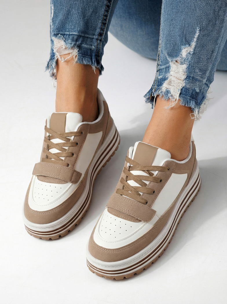 Adidasi dama albi din piele ecologica Tabitha #24456