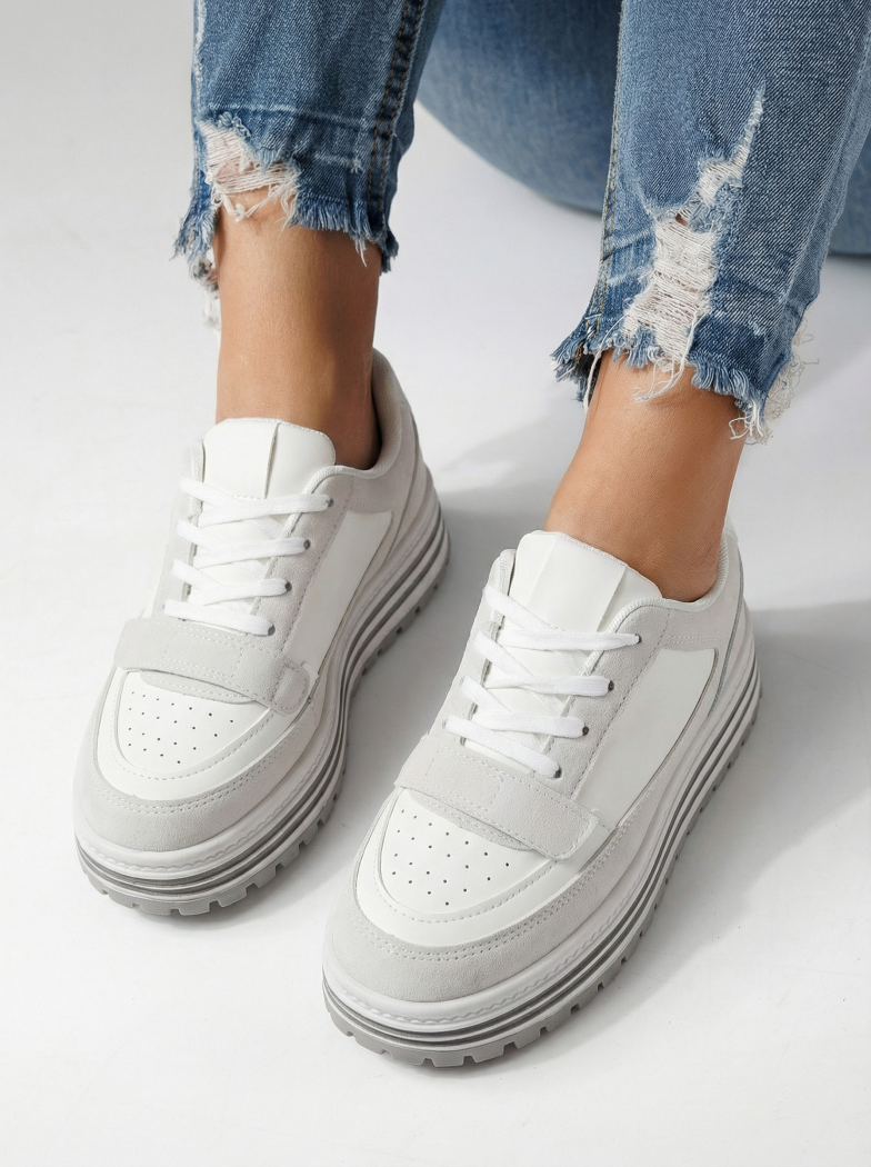 Adidasi dama gri din piele ecologica Tabitha #24455