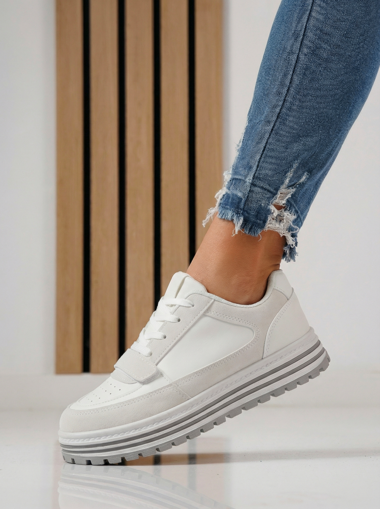 Adidasi dama gri din piele ecologica Tabitha #24455