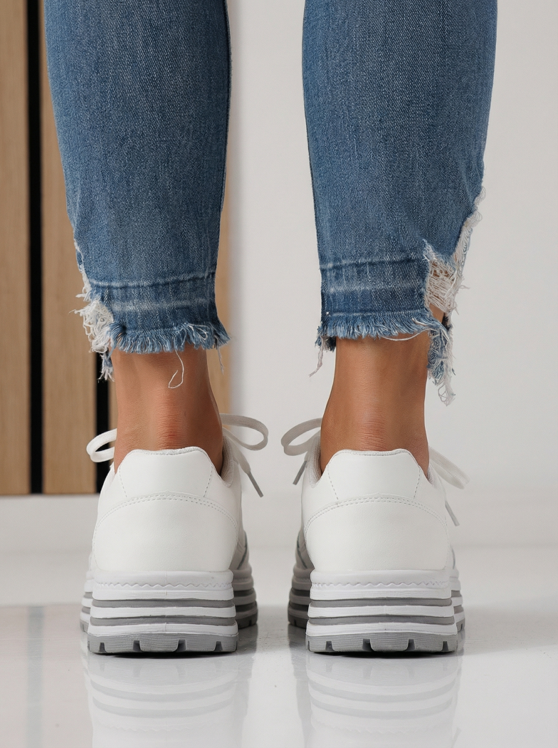 Adidasi dama gri din piele ecologica Tabitha #24455