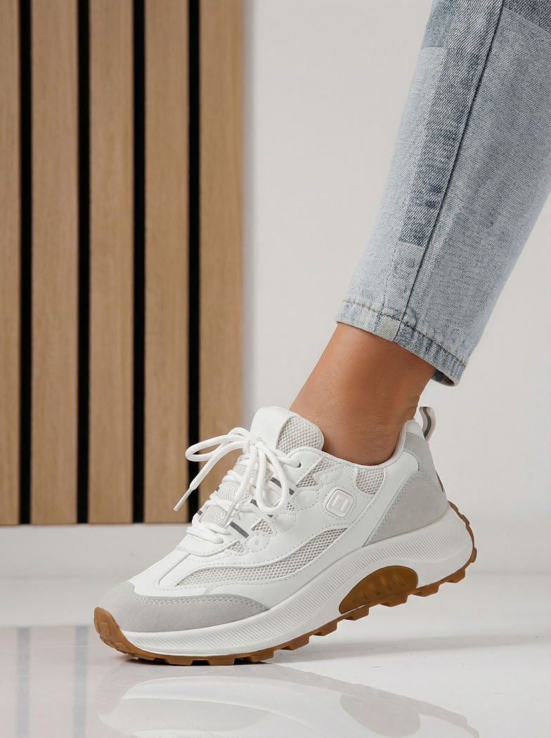 Adidasi dama albi din material textil Agatha #24414