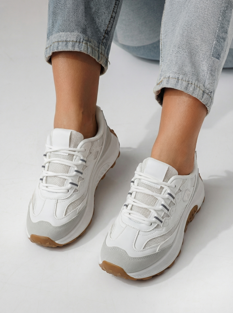 Adidasi dama albi din material textil Agatha #24414