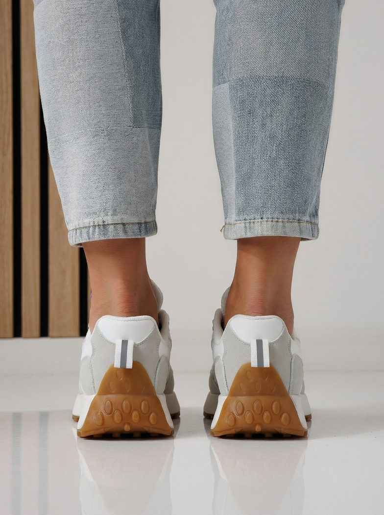 Adidasi dama albi din material textil Agatha #24414