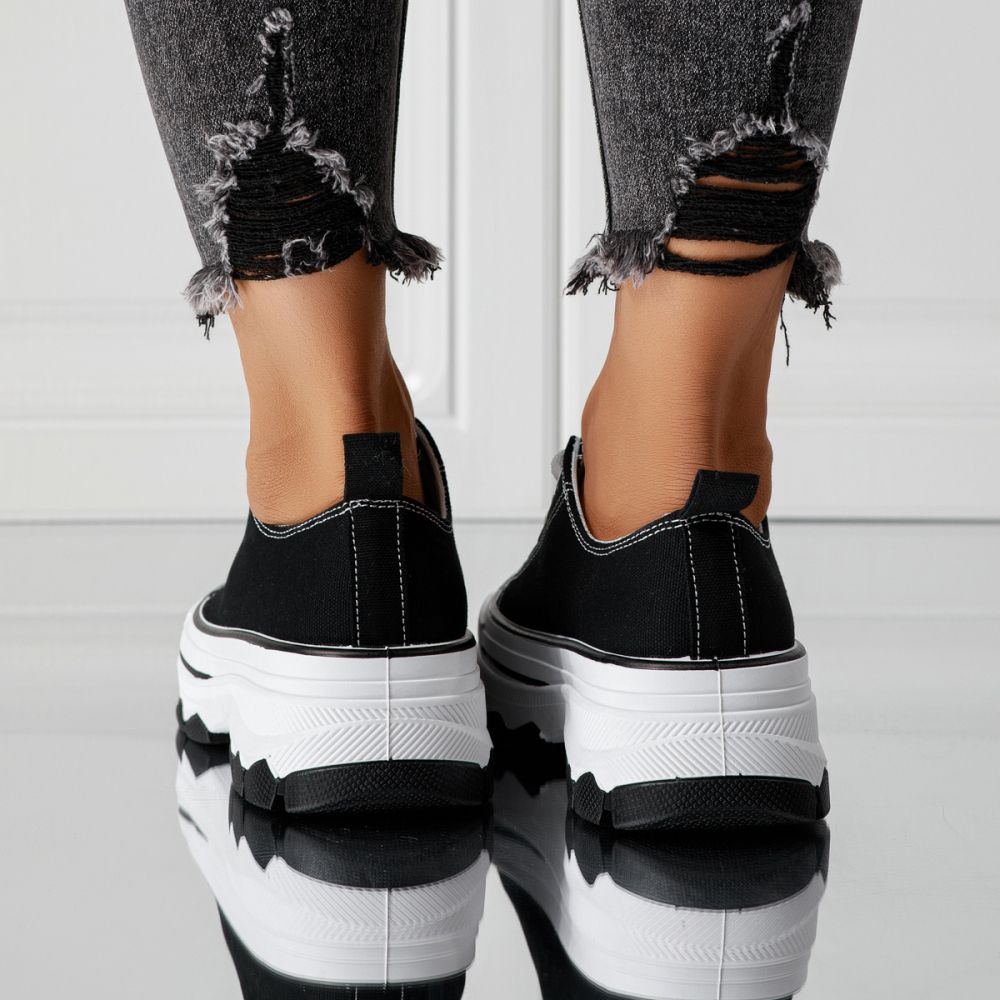 Adidasi dama negri din material textil Zoe #24487