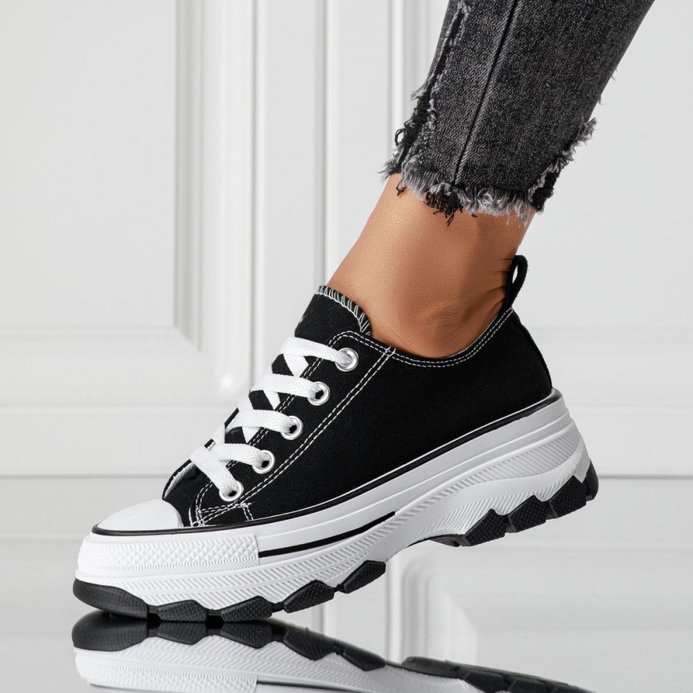 Adidasi dama negri din material textil Zoe #24487