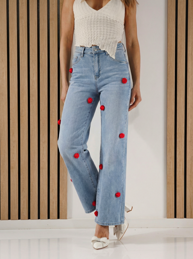 Blugi Wide Leg Dama Lorete Albastri #A1387