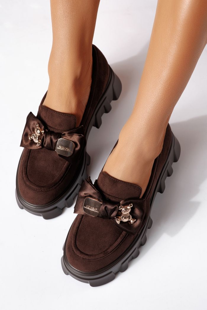 Pantofi casual dama maro din piele ecologica intoarsa Natalia2 #24481