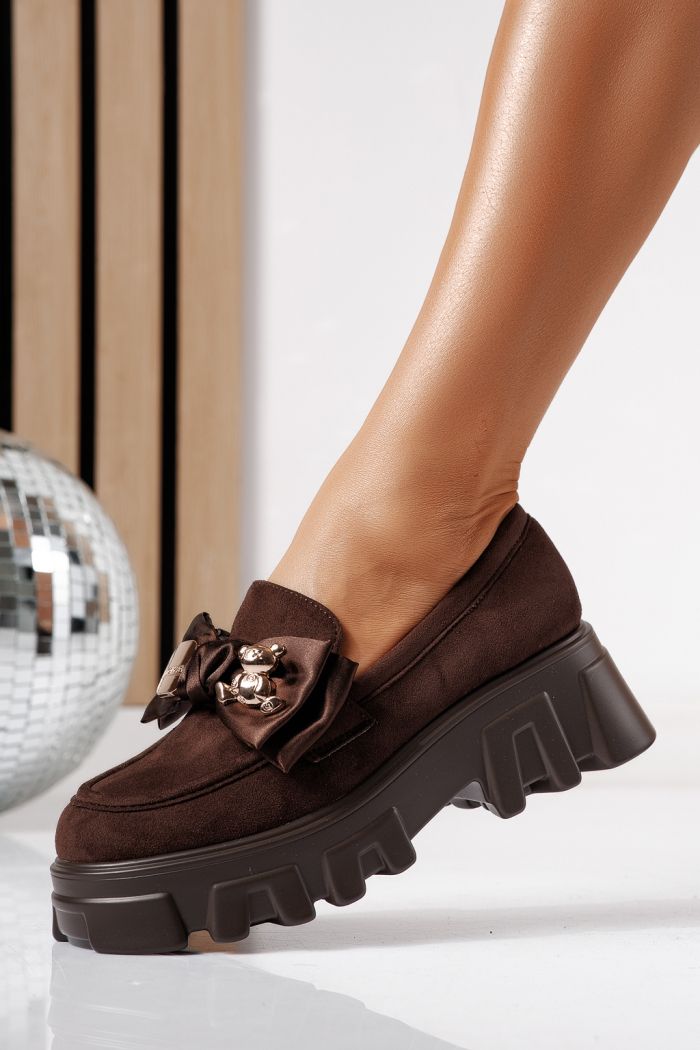 Pantofi casual dama maro din piele ecologica intoarsa Natalia2 #24481