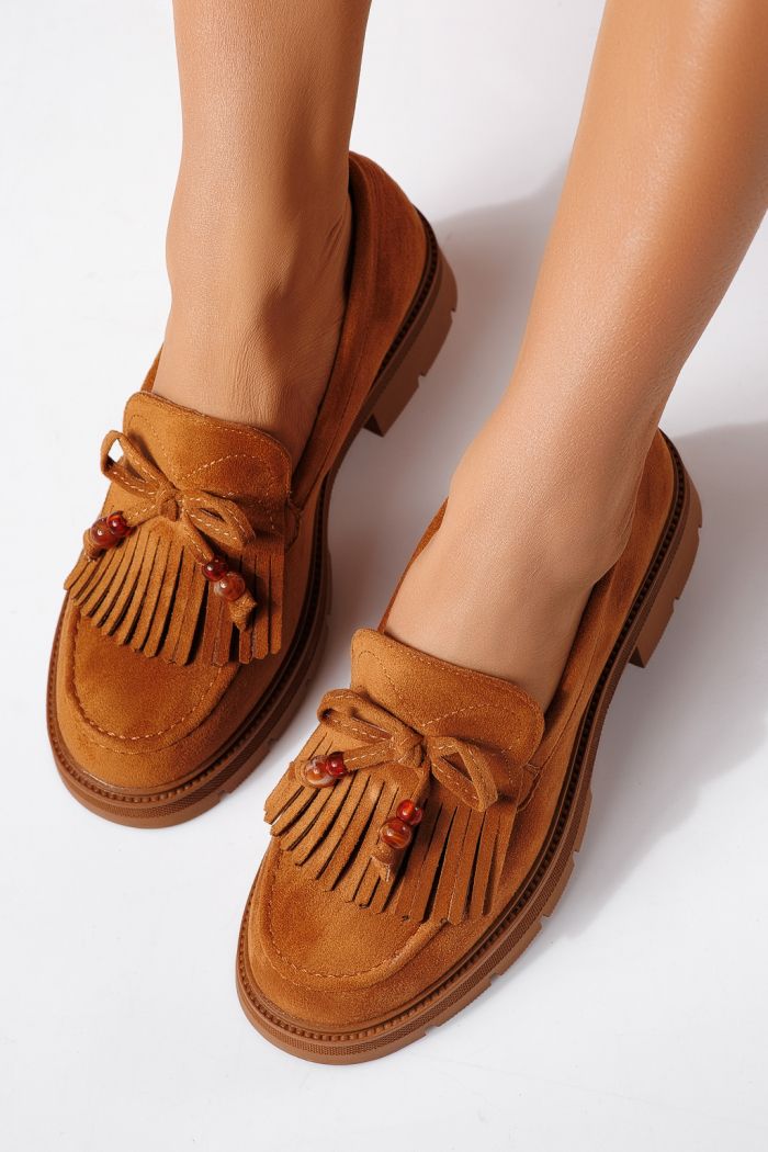 Pantofi casual dama maro din piele ecologica intoarsa Eliana #24441