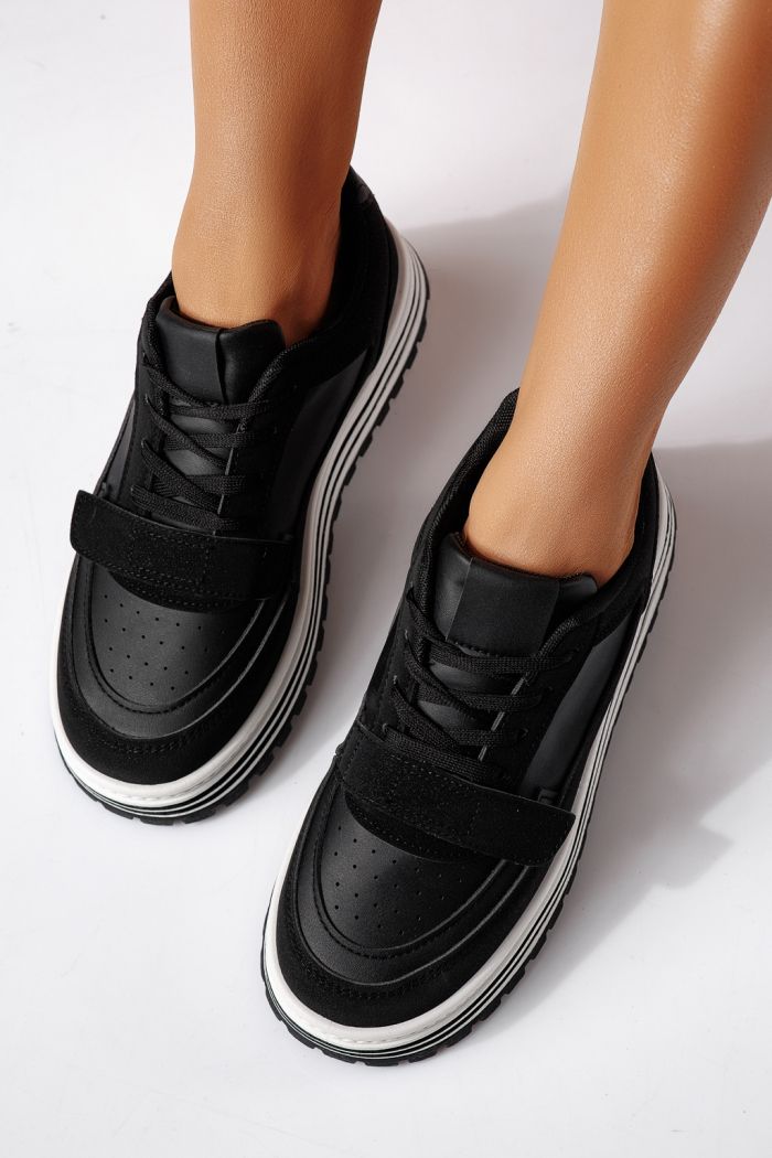 Adidasi dama negri din piele ecologica Tabitha #24457