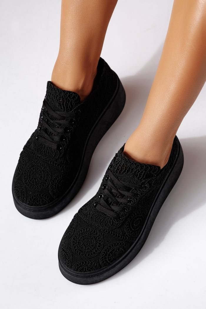 Adidasi dama negri din material textil Loretta #24492