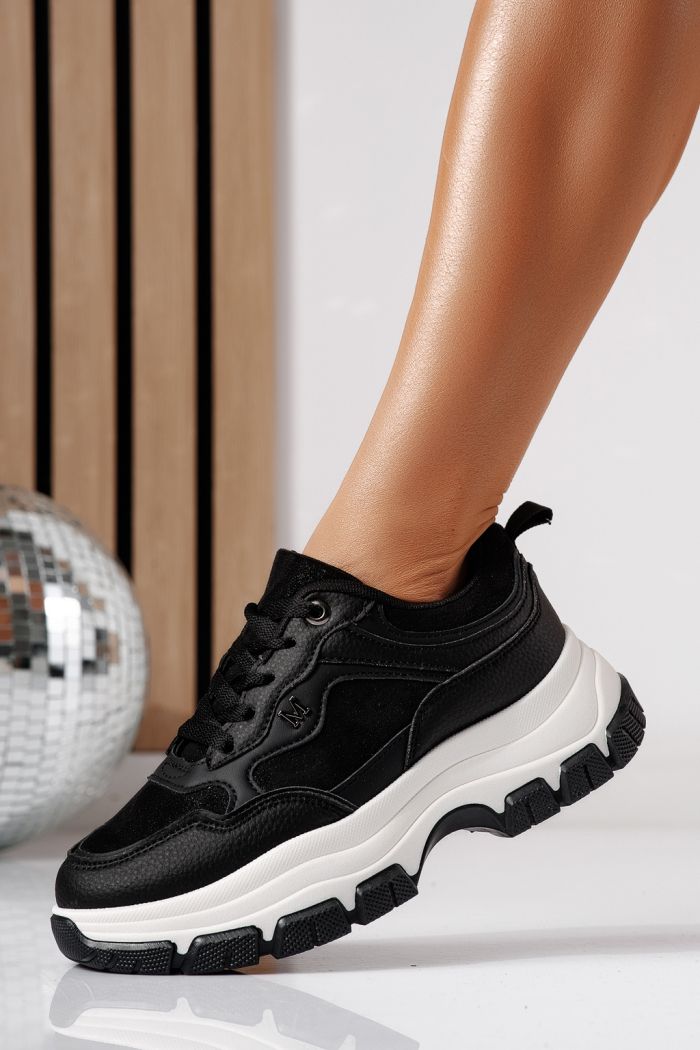 Adidasi dama negri din piele ecologica Savina #24495