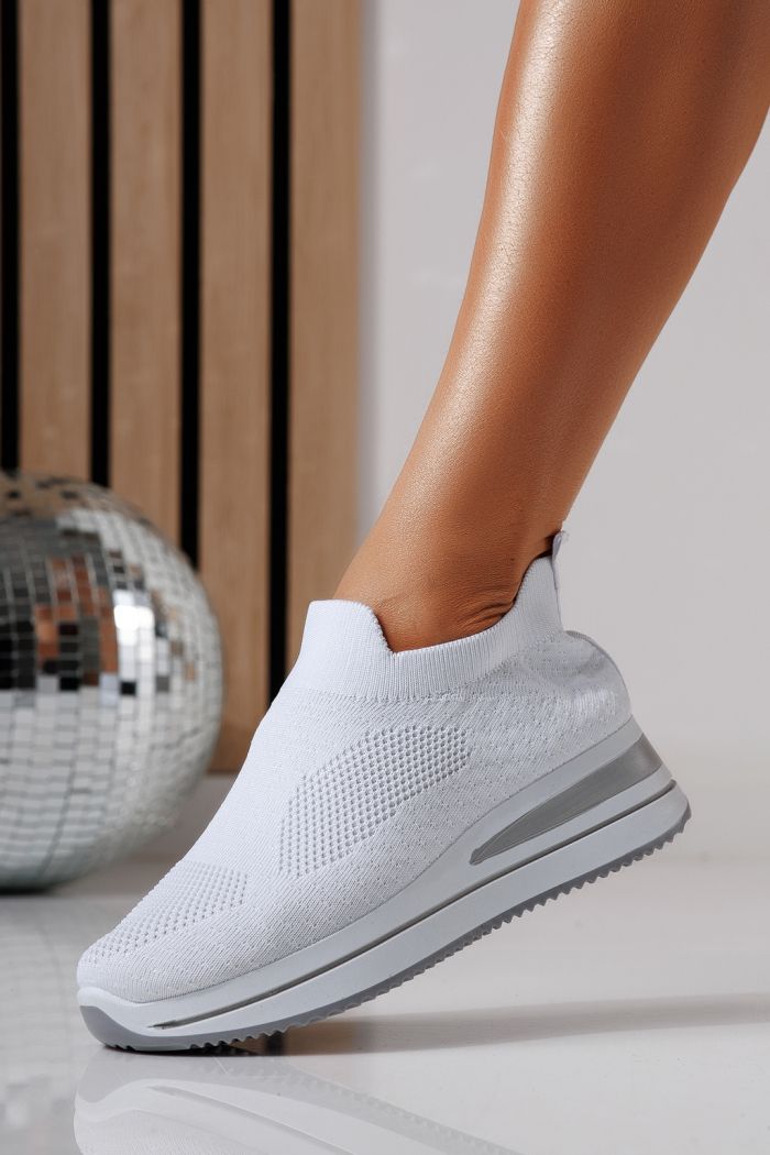 Adidasi dama albi din material textil Fausta #24470